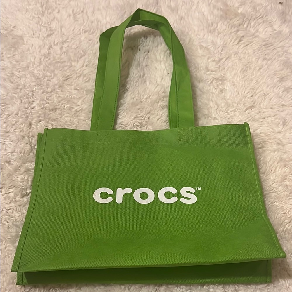 New - CROCS Green Tote Bag with Sturdy Fabric and Minimal Design